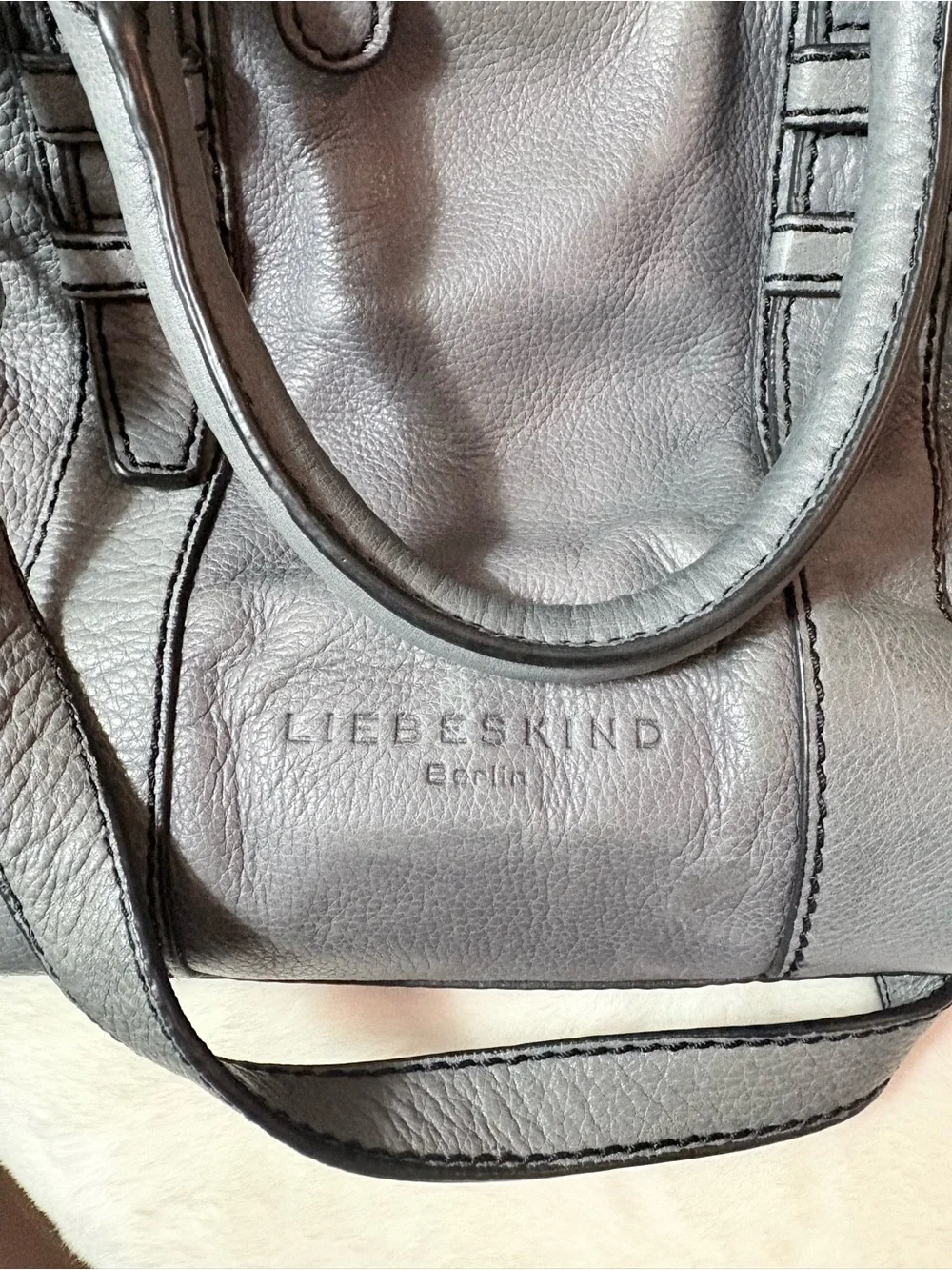 Liebeskind Gray Leather Double-Handle Satchel